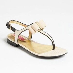 Isaac Mizrahi Bree Bow Flat Sandals in Beige Size 9M